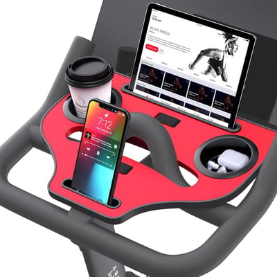 Ergonomische Bureaubevestiging voor Pelotonfiets - Ladehouder voor Telefoon, Tablet en Beker