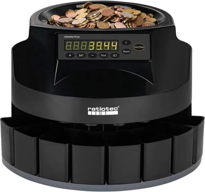 Munttelmachine - Geldteller - Muntgeld Sorteren - Optel en Bundelfunctie - 200 munten/min - Zwart