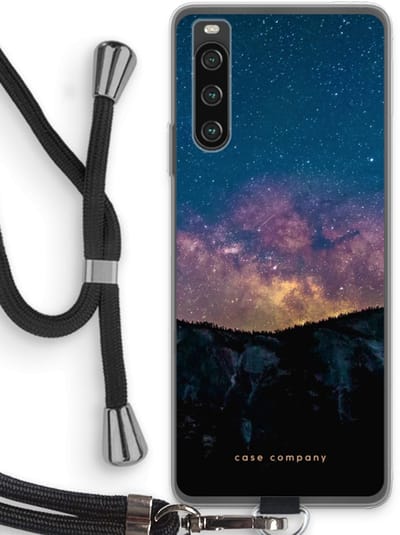Case Company® - Hoesje met koord geschikt voor Sony Xperia 10 IV hoesje met Koord - Travel to space - Telefoonhoesje met Zwart Koord - Bescherming aan alle Kanten en Over de Schermrand