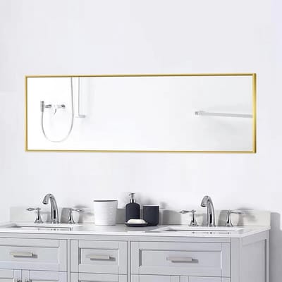 Staande spiegel 150x40cm, grote spiegel met gouden aluminium frame, grote wandspiegel om te staan ​​of op te hangen voor woonkamer en slaapkamer