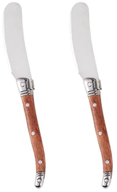 Botermes RVS Boterspreider Mes Kaas en Boter Spreader met Houten Handvat voor Boter Kaas Cake Jam Dessert Pack van 2