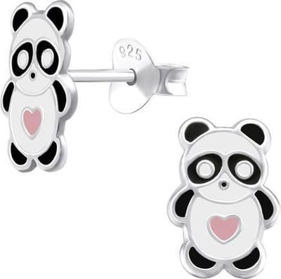Amanto Kids Oorbellen Ci - 925 Zilver E-Coating - Panda - 6x10mm - Dier