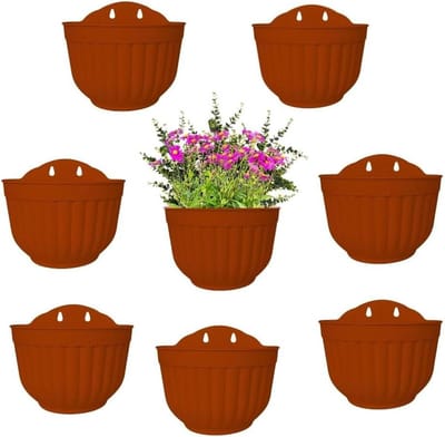 Zelfbewaterende wandplantenbakken voor kamerplanten 8-pack groot met haken - buitenwandplantenbakken - wandpotten voor planten - hangende wandplantenbakken - wandgemonteerde array.