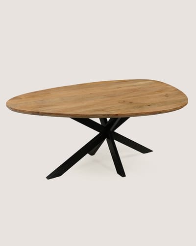 Organische Eettafel 240 cm Mangohout – Zwart Metalen Matrix Onderstel – Elegant Chic – 7-8 Personen