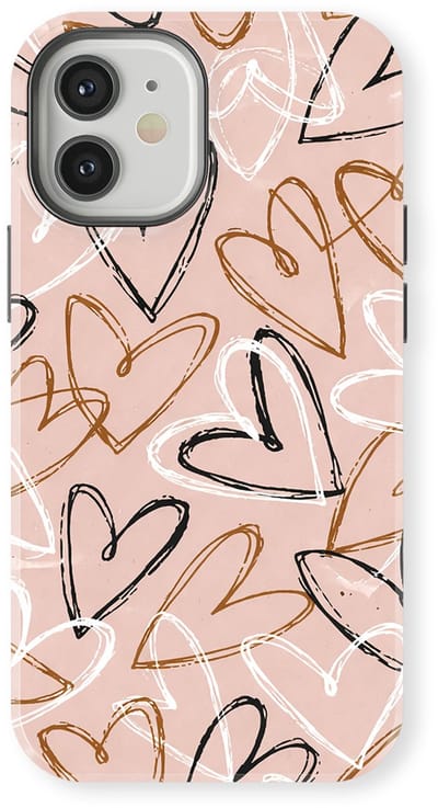 Tough Hoesje met Hartjes geschikt voor iPhone 12 | Little Love Tough Case Geschikt voor Mag | Hartjes Print Backcover geschikt voor iPhone 12 Artful Hearts
