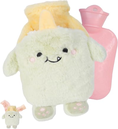 Warmwaterkruik van 400 ml met pluche hoes, schattig patroon voor nek- en schouderpijn, hand- en voetverwarming, ideaal voor koude dagen en ontspanning