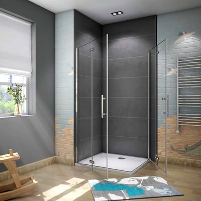vierkante douchecabine 120x80x185cm,dubbele vouwdeur,hoek instap,6mm veiligheidsglas nano coating