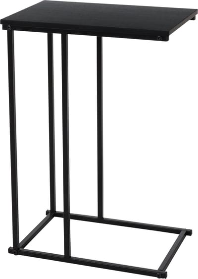 In & Out Deco bijzettafel - banktafel metaal zwart met mdf zwart blad 40x26x58 cm