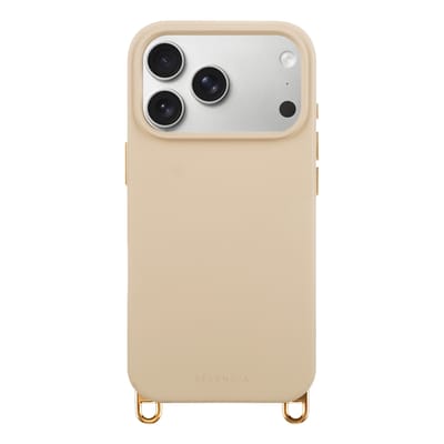 Selencia Hoesje - Geschikt voor iPhone 17 Pro - Rivièra geschikt voor MagSafe Backcover met afneembare haakjes - Milky Latte