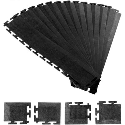 VEVOR Garagevloerrandafwerking, Mannelijk, Set van 12 Stuks, 4 Hoeken, Klikmontage, PVC Garagevloerrand, Antislip, Alleen Compatibel met 4-Zijdig In Elkaar Grijpende VEVOR-Matten, Zwart