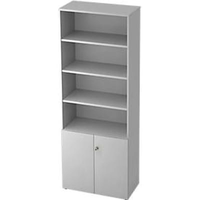 TOPAS LINE stellingkast, 4 OH legbord/2 OH deuren, lichtgrijs/lichtgrijs