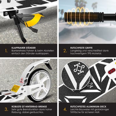 KESSER® Stuntstep voor Volwassenen en Kinderen - Step Opvouwbaar en Verstelbaar in Hoogte - Kinderstep Aluminium - Wit
