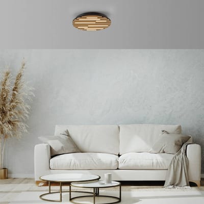 JUST LIGHT. GmbH LED plafondlamp Akustik, Ø 38 cm, naturel hout, metaal