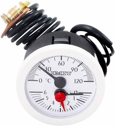 Ketel Thermometer - Warmtemeter - Temperatuur Meten - Wandmontage - 120 °C - Wit