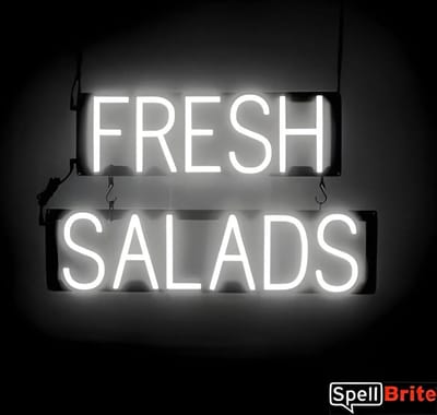 FRESH SALADS - Lichtreclame Neon LED bord verlicht | SpellBrite | 61 x 38 cm | 6 Dimstanden - 8 Lichtanimaties | Reclamebord neon verlichting