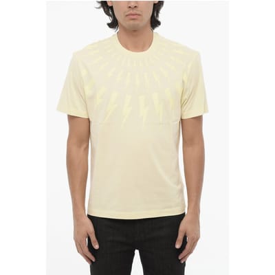 Slim Fit FAIRISLE THUNDERBOLT T-shirt met ronde hals en top in geel
