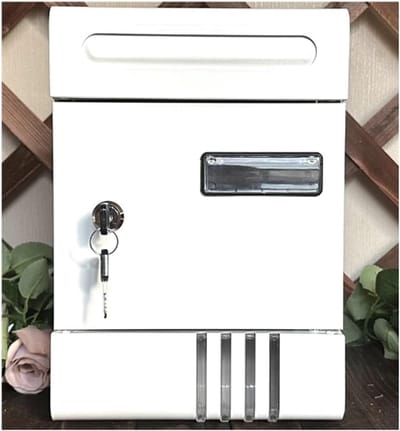 Wandbrievenbus Met Slotbox - Pakketbox Buiten - Post Veilig Opslaan - Waterdichte Bescherming - 20x65x29cm - Wit