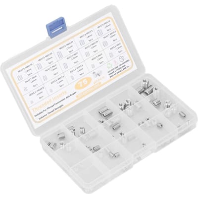 75 STUKS Draadinzetstuk Roestvrij Staal Zilver Slijtvast M3 M4 M5 Interne Draad Moer Kit