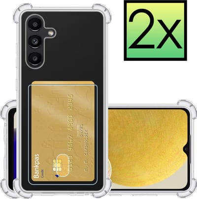 Hoesje - 2 Stuks - Geschikt voor Samsung Galaxy A13 5G - Met Pashouder en Kaarthouder - Telefoon Hoes Shockproof - Siliconen Case - Back Cover - Shock Proof - Pasjes Houder - Transparant