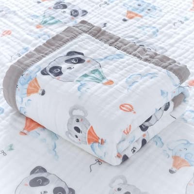 Zachte 6-laags Mousseline Babydeken 110 x 110 cm - Multifunctionele Knuffeldeken voor Pasgeborenen en Peuters - Uniseks, Ademend, Comfortabel - Geschikt voor Alle Seizoenen