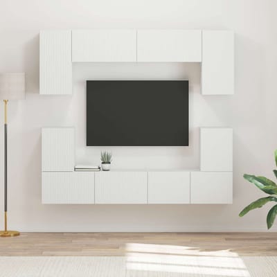 vidaXL Tv-meubelset 5 st Wit Bewerkt hout