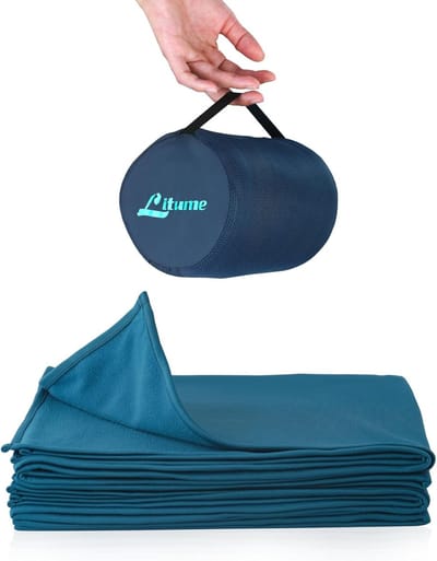 Lichte en ademende reisdeken 170x122 cm - Zachte dekens voor reizen en camping - Opvouwbaar met draagzak