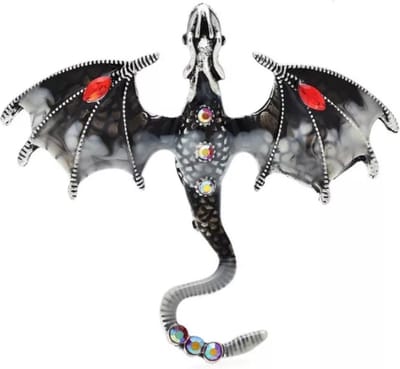 Zelto- Broche- Draak- Broche Boetiek- Zwart met Grijs- 6x7 Centimeter