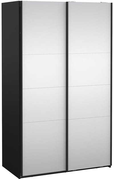 Catania schuifdeurkast 2 deuren met spiegel 120x200cm mat zwart.