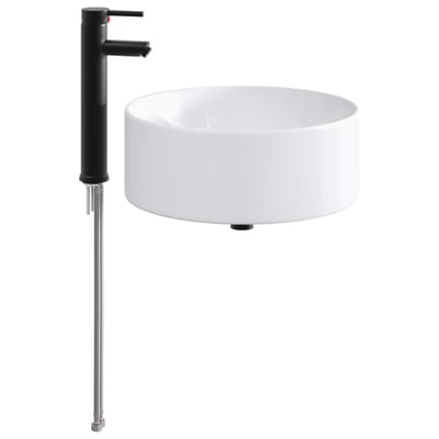 vidaXL - Badkamer - wastafel - met - kraan - en - afvoer - Matte - Zwart