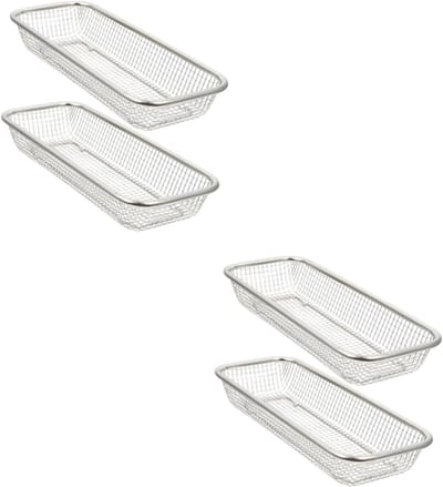 Vaatwasser mand - Bestekhouder afdruiprek - Kleine spullen wassen - Uniforme gaten - 4 stuks 31cm - Zilver