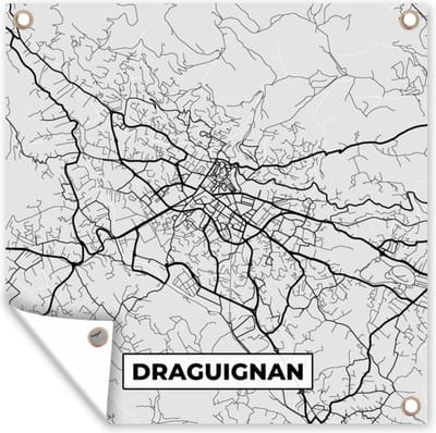 Tuin poster Frankrijk – Plattegrond – Kaart – Draguignan – Stadskaart - 200x200 cm - Tuindoek