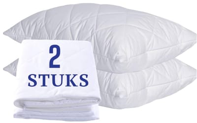 Ultra soft Gewatteerde Kussenbeschermer Met rits 100% Katoen -Antibacteriëel Kussenbeschermer -Anti-allergie-kussenbeschermers 60x70 cm - Set van 2 stuks-Wit