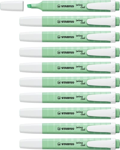 STABILO swing cool - Markeerstift - Perfect Voor Onderweg - Pastel - Vleugje Mint - Doos 10 stuks