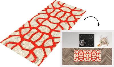 Keukenloper - Loper keuken - Koraal - Rood - Wit - Design - 120x50 cm - Keukenloper vinyl