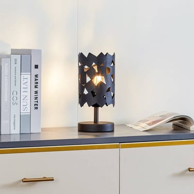 Lucande - Tafellamp - 1licht - IJzer, metaal - H: 25 cm - E27 - zwart