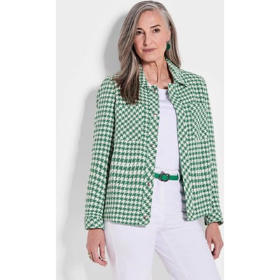 Jasje met pied-de-poule-patroon - groen / wit / gedess. - Gr. 20 van Goldner Fashion