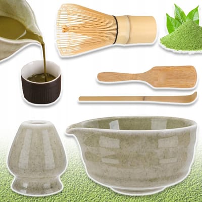 Matcha Set - Matcha Roerstaafjes Set - Matcha Kom Met Schenktuit - Matcha Roerstaaf Met Standaard - Matcha Lepel/Theelepel 5-Delige Set Voor Theeliefhebbers
