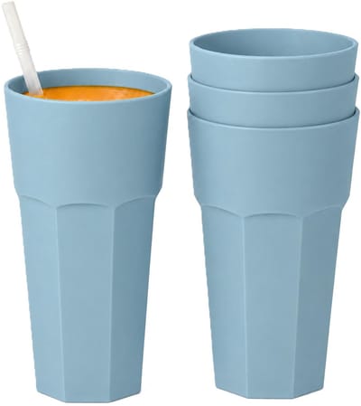 Plasticforte onbreekbaar drinkglas - 4x - kunststof - blauw - 600 ml - drinkglazen - lichtgewicht - 9 x 16 cm - stapelbaar