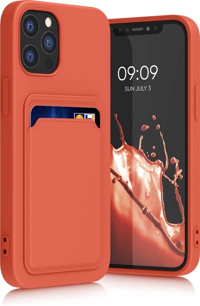 kwmobile telefoonhoesje geschikt voor Apple iPhone 12 / iPhone 12 Pro - Hoesje met pasjeshouder - TPU case in koraal