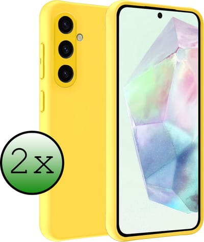 Hoesje 2 Stuks - Geschikt voor Samsung Galaxy A35 - Sterk & Shockproof - Case Siliconen - Back Cover - Telefoon Hoes - Geel
