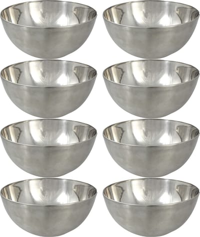 Svenska Living Kommetjes - 8x stuks - schaaltjes - mat zilver - RVS - D13 x 7 cm - serveerschalen