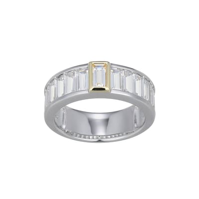 Cavill - 925 Sterling Zilveren Ring met 2,63 ct Witte Topaas - Briljant Trapgeslepen Stenen in Channel Zetting - Modern Elegant Sieraad