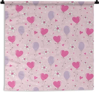 Wandkleed - Wanddoek - Ballon - Patronen - Roze - 180x180 cm - Wandtapijt