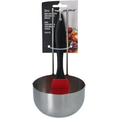 Alpina barbecuesteelpan en kwast set - RVS, 0,5 L