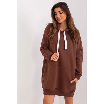 Cozy Street Hoodie Dress - Brown / One Size