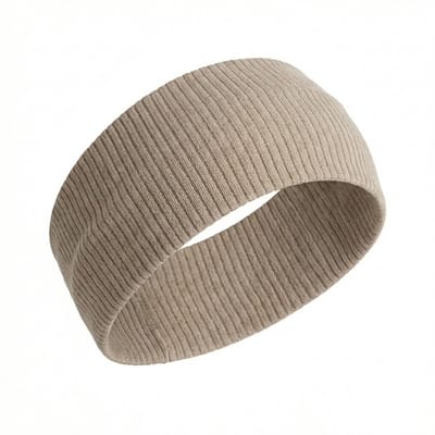 Beige brede elastische haarband voor dames – rekbare geribde hoofdband – modieus en comfortabel haaraccessoire