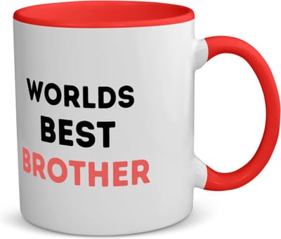 Akyol - worlds best brother koffiemok - theemok - rood - Broer - de beste broer - verjaardagscadeau - verjaardag - cadeau - cadeautje voor broer - broer artikelen - kado - geschenk - gift - 350 ML inhoud