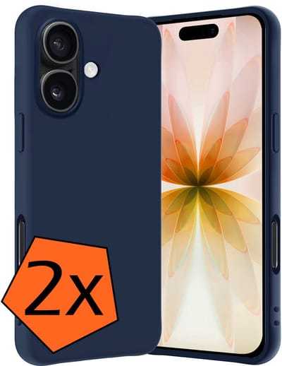Hoes - 2 Stuks - Geschikt voor Apple iPhone 17 - Sterk & Shockproof - Case Siliconen - Back Cover - Telefoon Hoes - Donkerblauw