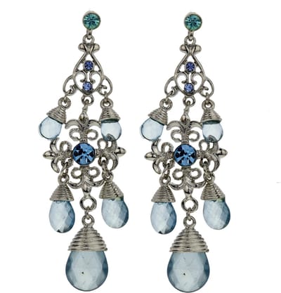 Behave Oorhangers zilver-kleur met blauwe details