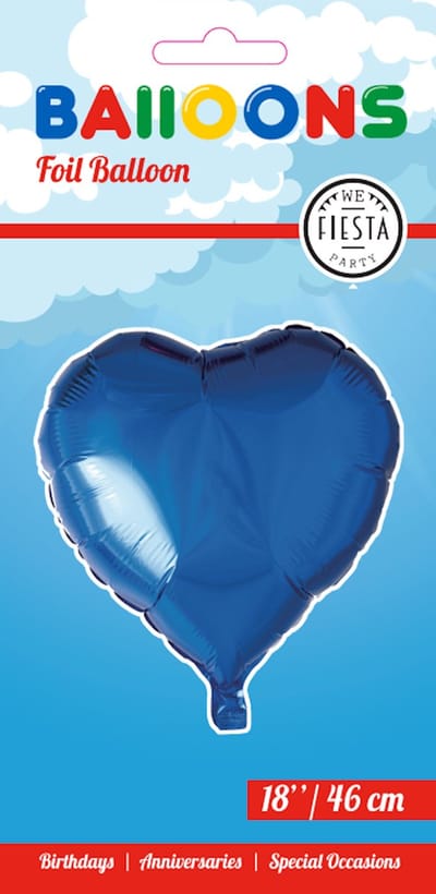 Folieballon 18'' Hartvormig Blauw - Feest Folie Ballon Helium Versiering Decoratie Hart Hartje Ballonnen